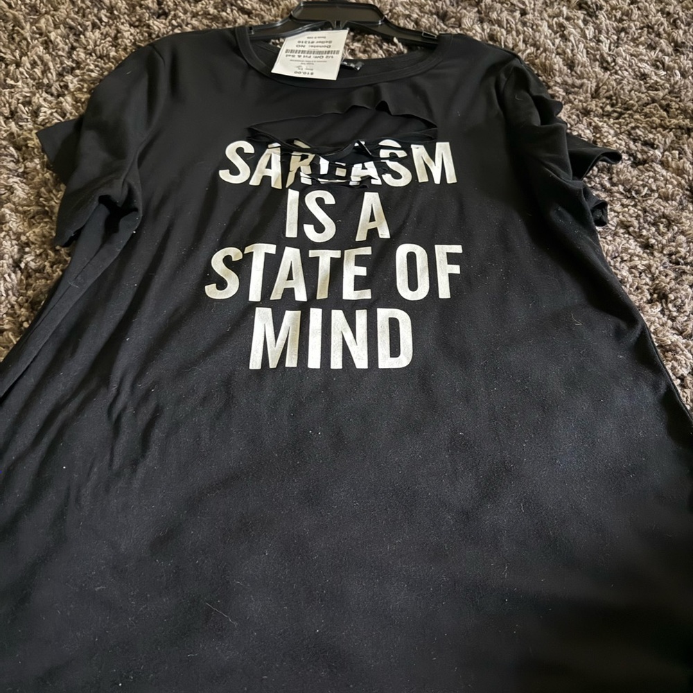 YOINS Black Tee with Inspirational Print